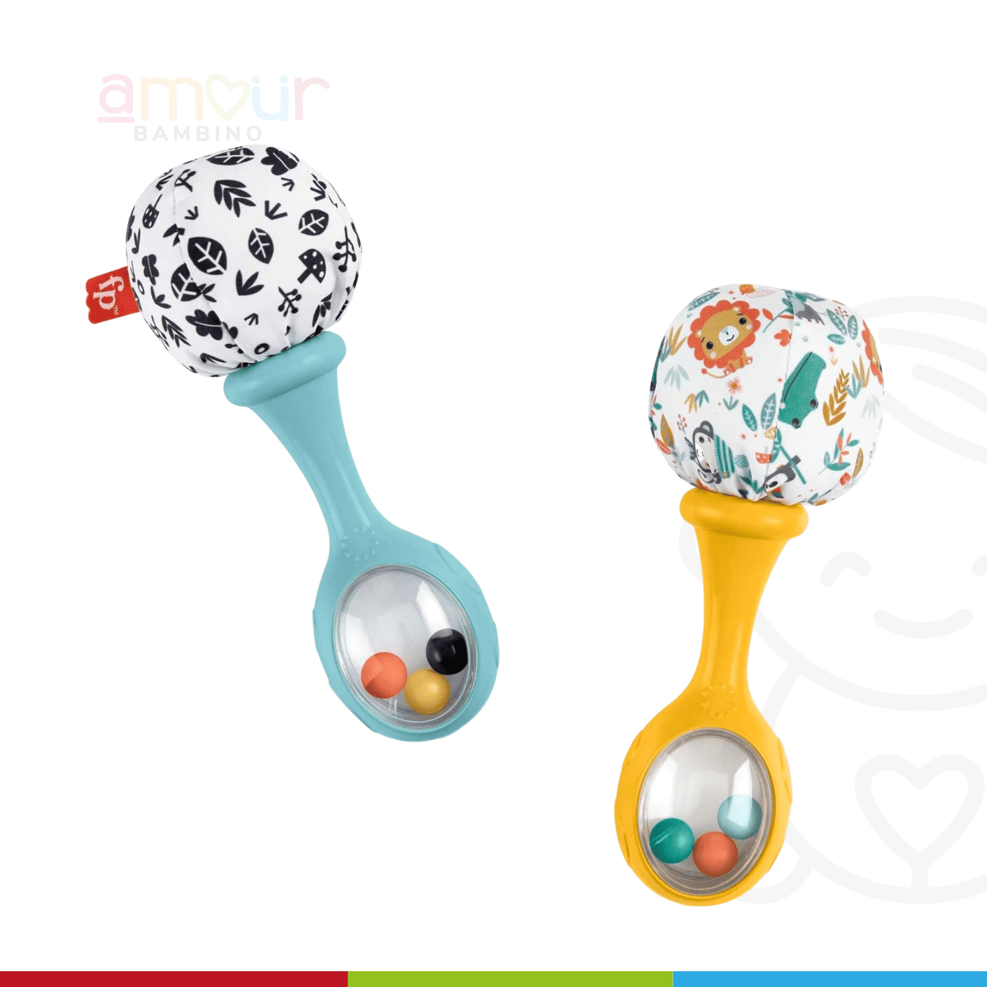 Pack de dos sonajeros con estampados diferentes Fisher-Price