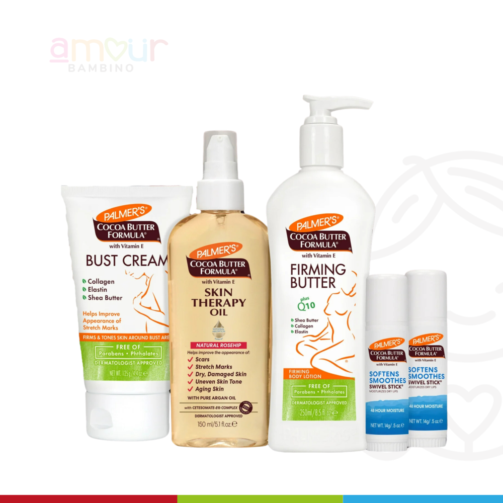 Palmer's Kit de Recuperación de Embarazo de Manteca de Cacao Reafirmante Postnatal, Estrías y Cicatrices.